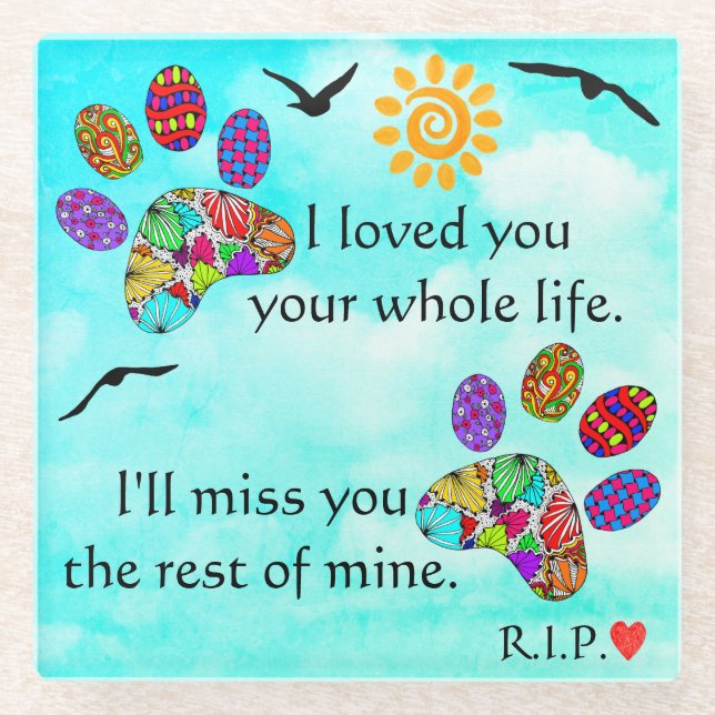 Beileid-Untersetzer für Haustiere Glasuntersetzer (Vorderseite)