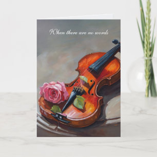 Beileid Violine mit rosa Rose Karte