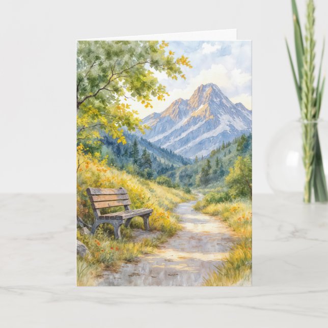 Beileid Wasserfarbener Bergsee-Zauber Karte (Vorderseite)