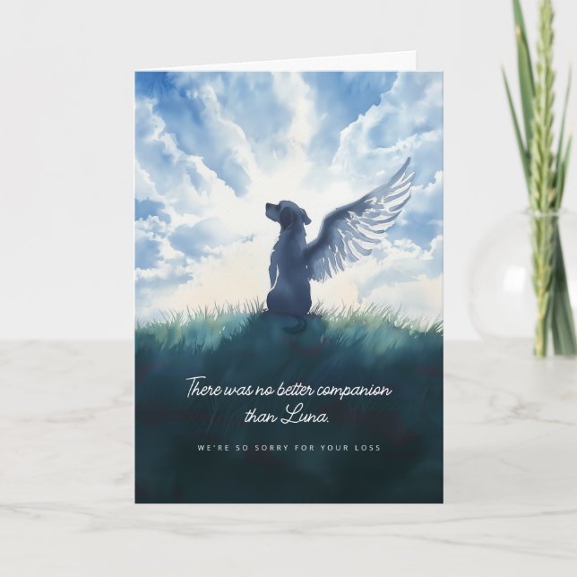 Beileid "Watercolor Angel Dog Condolence" Karte (Vorderseite)