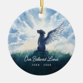 Beileid "Watercolor Angel Dog Condolence" Keramik Ornament