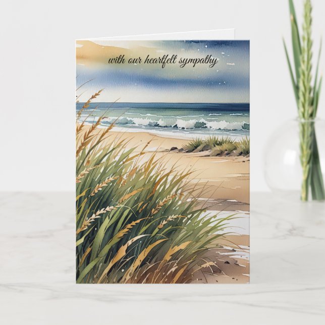 Beileid Watercolor Beach Grass and Ocean Scene Karte (Vorderseite)
