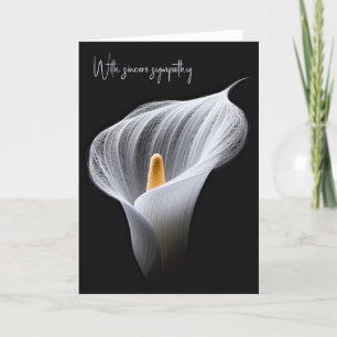 Beileid White Calla Lilie auf schwarz Karte