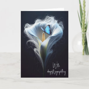 Beileid White Calla Lily und Butterfly Karte