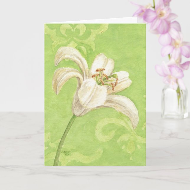 Beileid White Lily Religious Comfort Peace Card Karte (Orchidee)