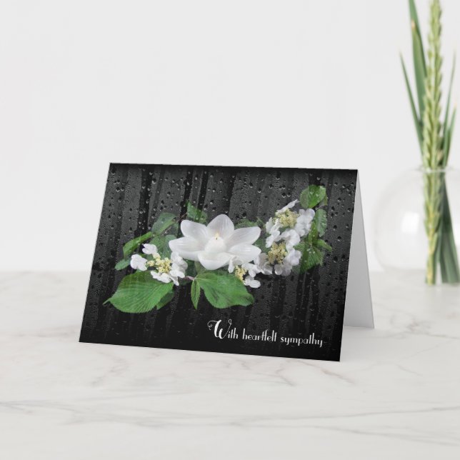 Beileid White Lotus Candle mit Raindrops Karte (Vorderseite)