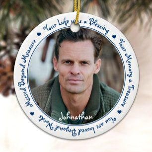 Beileid Zitat Blue Keepake Memorial Foto Keramik Ornament