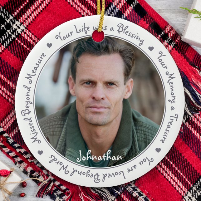 Beileid Zitat Silver Gray Keepake Memorial Foto Keramik Ornament (Von Creator hochgeladen)