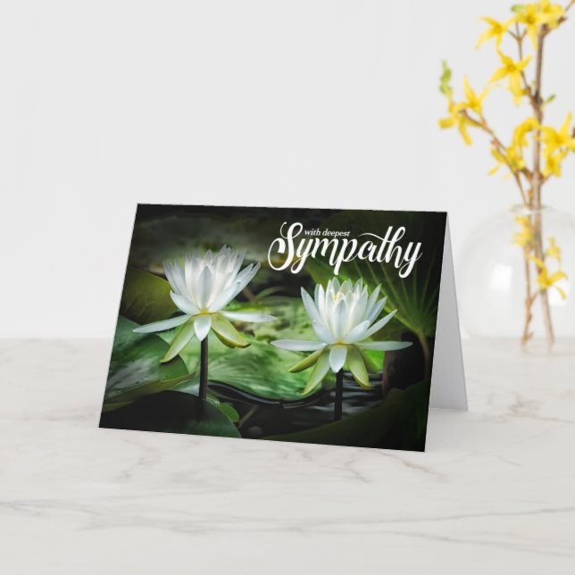 Beileids Weiß Seerosen Karte (Gelbe Blume)