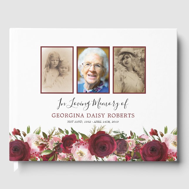 Beileidsbekundung | 3 Foto-Gedenkfloral Gästebuch (Vorderseite)