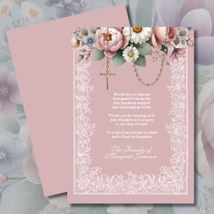 Beileidsbekundung des Floral Rosary Religious Fune Dankeskarte