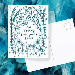 Beileidsbekundung Florale Whimsical Skizze Sorry Postkarte