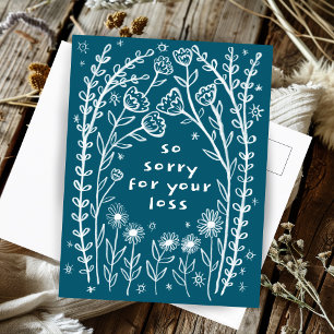 Beileidsbekundungen Florale Whimsical Skizze Doodl Postkarte