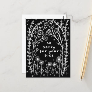 Beileidsbekundungen Florale Whimsical Skizze Doodl Postkarte