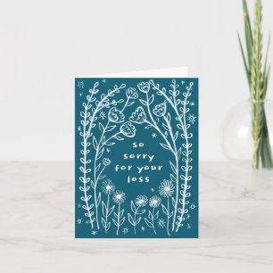Beileidsbekundungen Wildblume Floral Sketch Doodle Karte