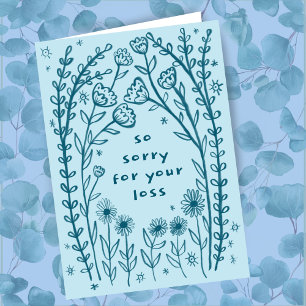Beileidsbekundungen Wildblume Floral Sketch Doodle Karte