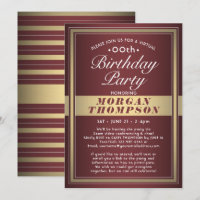 Beinahe jedes Birthday Burgundy Red Gold White Par