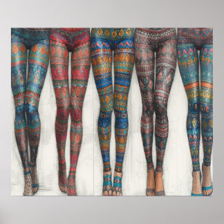 Beine und mehr Beine in hautengen Leggings an der  Poster