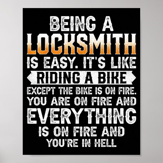 Being A Locksmith Is Easy - Funny Lock Picker Lock Poster (Vorne)