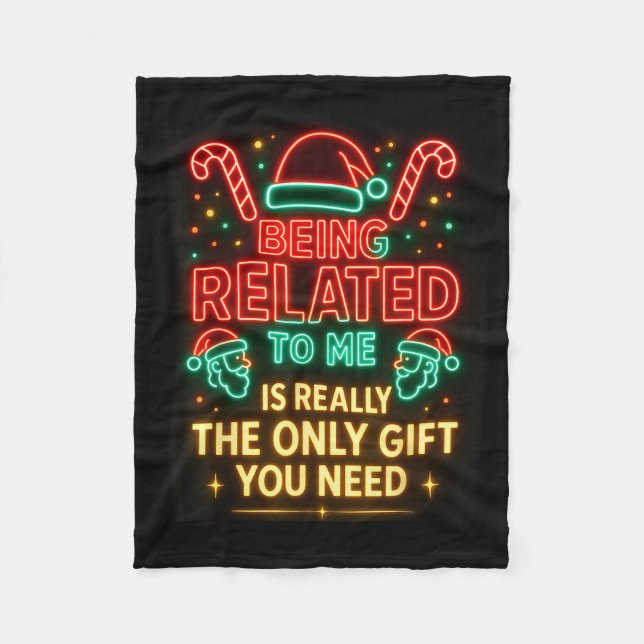 Being Related To Me Funny Christmas Family Xmas Pa Fleecedecke (Vorderseite)