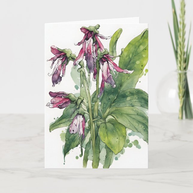 Beinwell - Aquarellblumen Karte (Vorderseite)