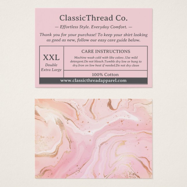 Beipackkarte für Shirt Bekleidung (Vorne & Hinten)