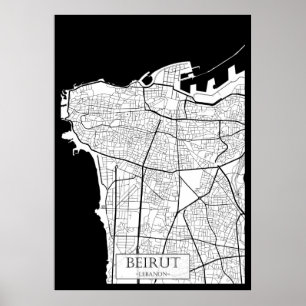 Beirut Libanon Karte Poster