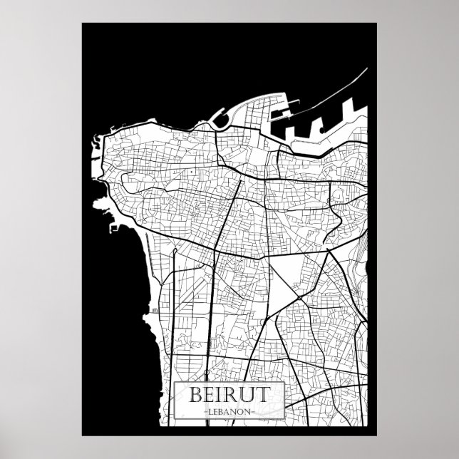 Beirut Libanon Karte Poster (Vorne)