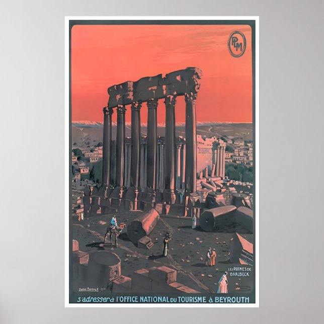Beirut Libanon Kunstprint Reiseplakat Vintage Poster (Vorne)