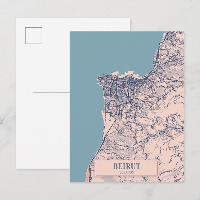 Beirut Libanon luftige Stadtplan Reise Postkarte (Vorne/Hinten)