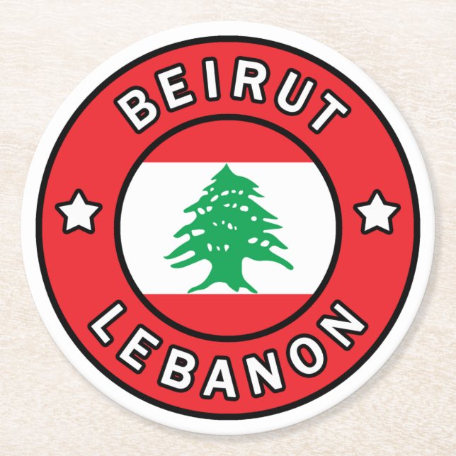 Beirut Libanon Runder Pappuntersetzer (Vorderseite)