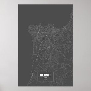 Beirut, Libanon (schwarz weiß) Poster