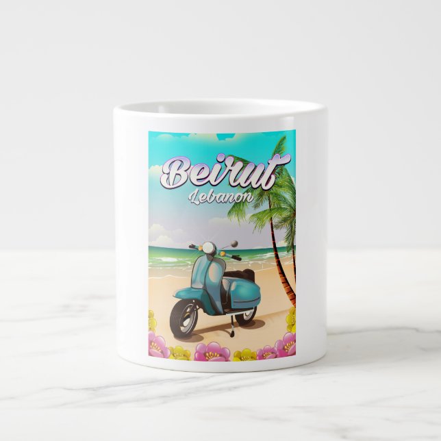 Beirut-Scooter-Reiseplakat Jumbo-Tasse (Vorderseite)