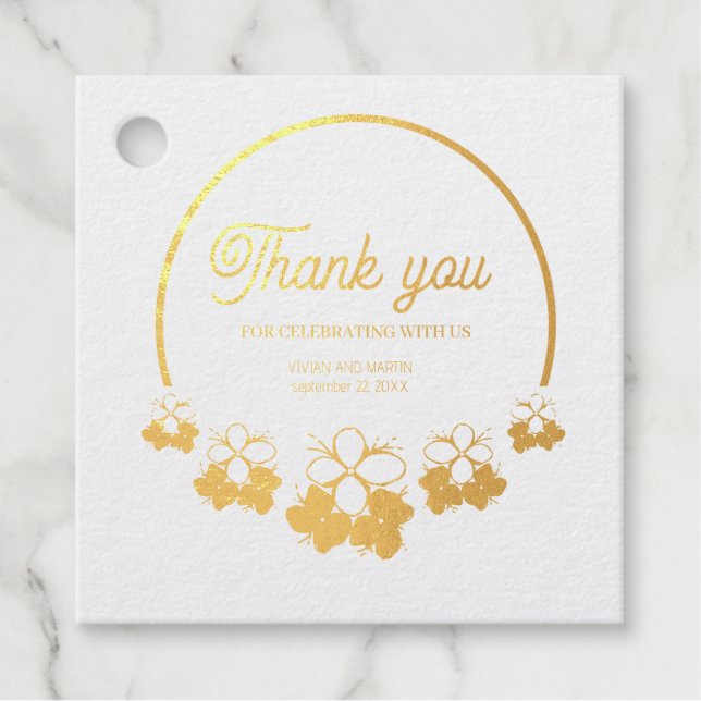 Beispiel Classic Circle Mini Blume Vielen Dank Geschenkanhänger (Vorderseite)