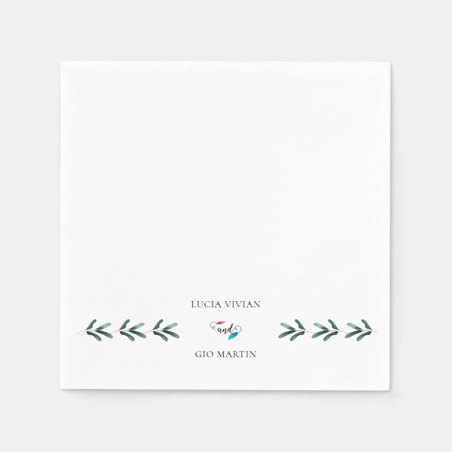 Beispiel Forest Green Calligraphy Eucaly Wedding Serviette (Vorderseite)