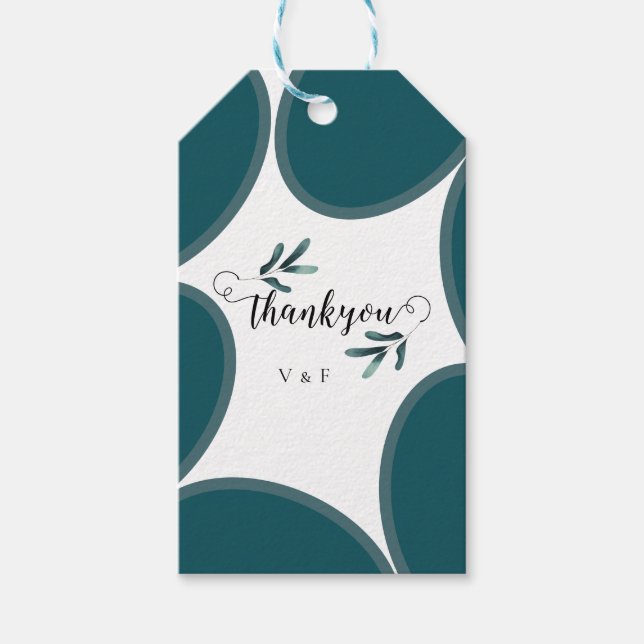 Beispiel Forest Green Calligraphy Eucalyptus Weddi Geschenkanhänger (Vorderseite)