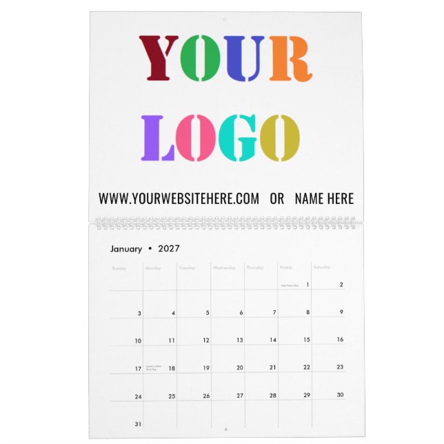 Beispiel für benutzerdefinierte Logos und Geschäft Kalender (Jan 2027)