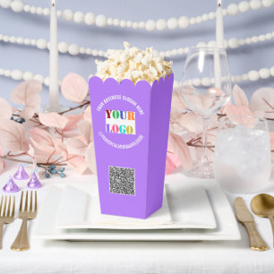Beispiel für das Logo-Popcorn-Logo mit QR-Code Geschenkschachtel