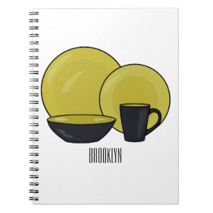 Beispiel für das Set von Tableware Cartoon Notizblock