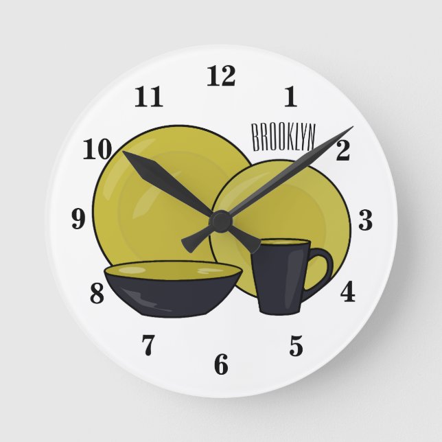 Beispiel für das Set von Tableware Cartoon Runde Wanduhr (Vorderseite)