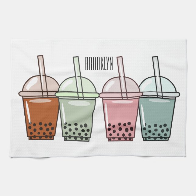 Beispiel für den Cartoon von Bubble Tee Geschirrtuch (Horizontal)