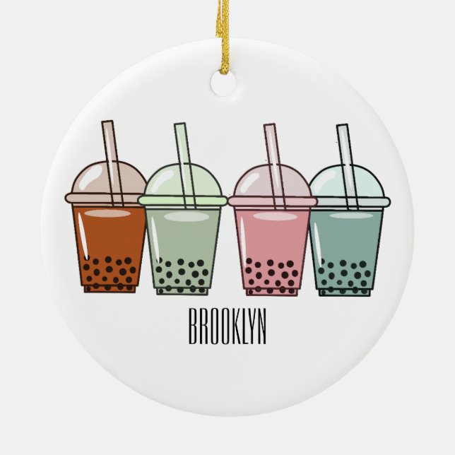 Beispiel für den Cartoon von Bubble Tee Keramik Ornament (Hinten)