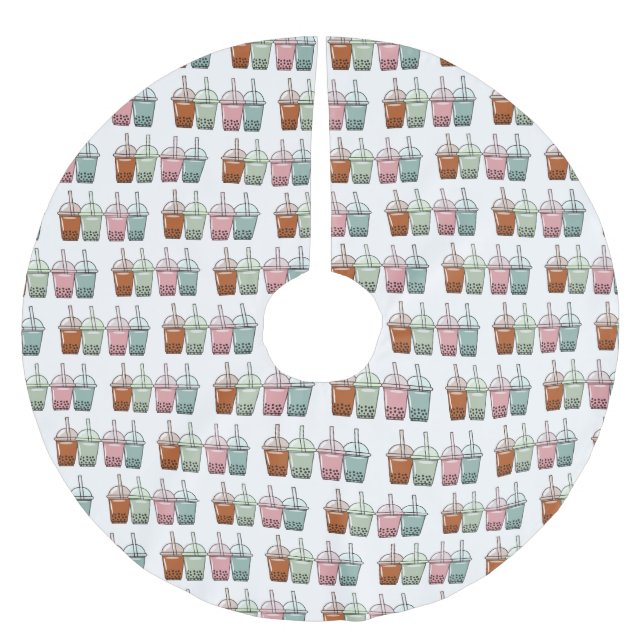 Beispiel für den Cartoon von Bubble Tee Polyester Weihnachtsbaumdecke (Vorderseite)