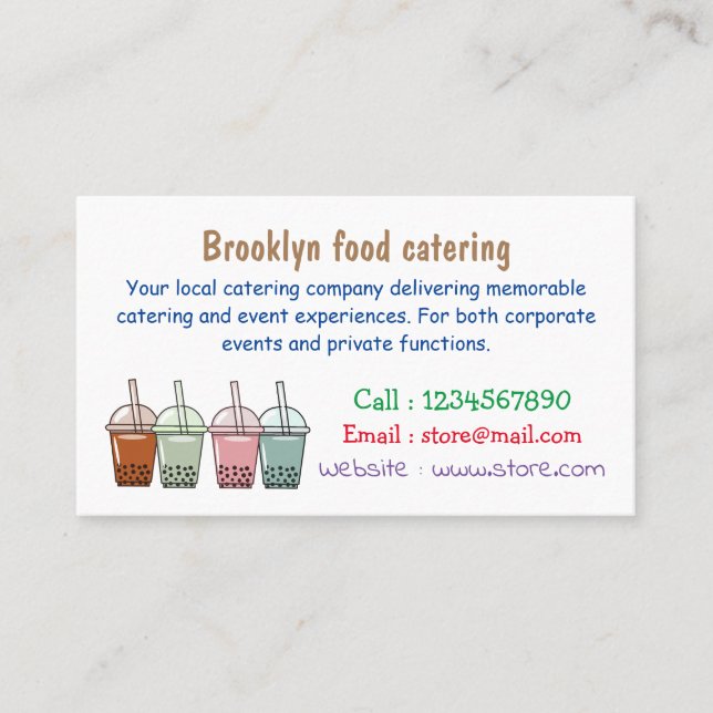 Beispiel für den Cartoon von Bubble Tee Visitenkarte (Vorderseite)