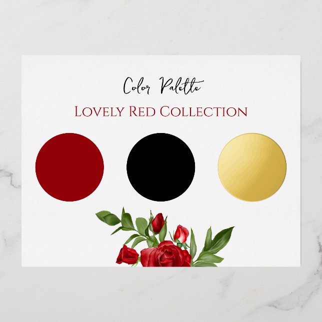 Beispiel für den Schriftart der Hochzeitsfarbe Rot Folie Einladungspostkarte (Vorderseite)