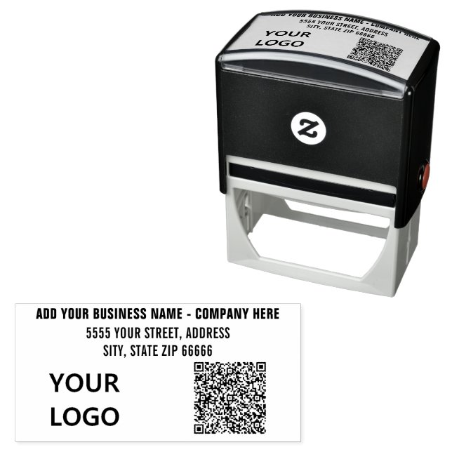 Beispiel für die Briefmarke der QR-Code-Logonamen Permastempel (Beispiel)