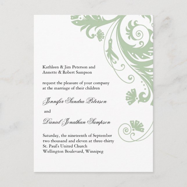 Beispiel für die Hochzeitspostkarte für Jen Postkarte (Vorderseite)