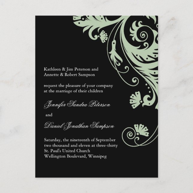 Beispiel für die Hochzeitspostkarte für Jen Postkarte (Vorderseite)