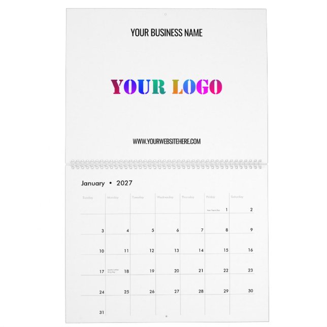 Beispiel für Firmenlogo und Text-Geschäftskalender Kalender (Jan 2027)