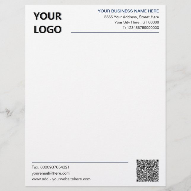 Beispiel für Ihr QR-Code-Business-Briefkopf mit Lo Briefbogen (Vorderseite)